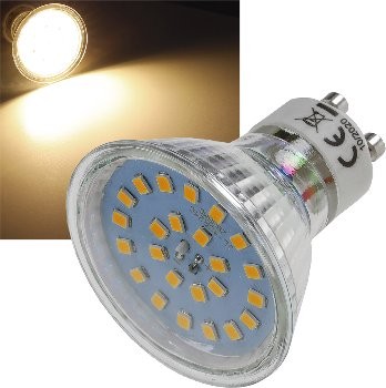 LED Strahler GU10 "H55 SMD" - 120°, 3000k, 444lm, 230V/4W, warmweiß