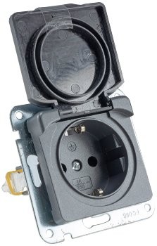 MILOS Schutzkontakt-Steckdose IP40 - 250V~/ 16A, mit Deckel, UP, anthrazit