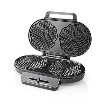 Waffeleisen | 2 x 5 Heart shaped waffles | 12 cm | 1200 W | Automatischer Temperaturkontrolle | Kuns