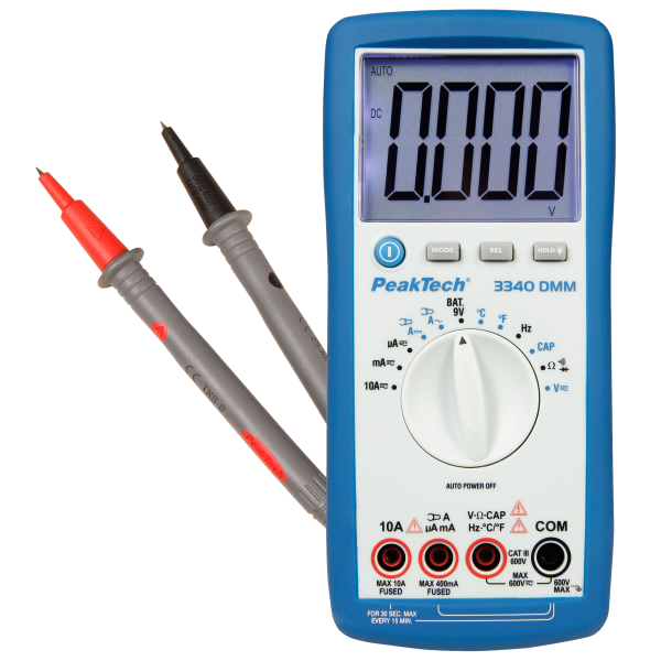 Digital-Multimeter PeakTech ''P3340'', 4000 Counts, 600V AC/DC, 10A AC/DC, Auto-Range