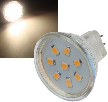 LED Strahler MR11, 8x 2835 SMD LEDs - 12V, 2W, 169 Lumen, 3000k / warmweiß