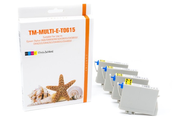 Multipack T0615 alternativ Tinte Epson / C13T06154010 / BK,C,M,Y13ml