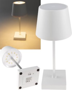 LED Tischleuchte 26cm, Weiß - 3xAA A Batterie, dimmbar, Licht warmweiß