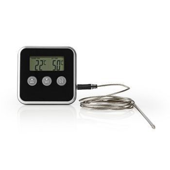 Fleischthermometer | Alarm / Timer | LCD-Anzeige | 0 - 250 °C | Schwarz / Silber