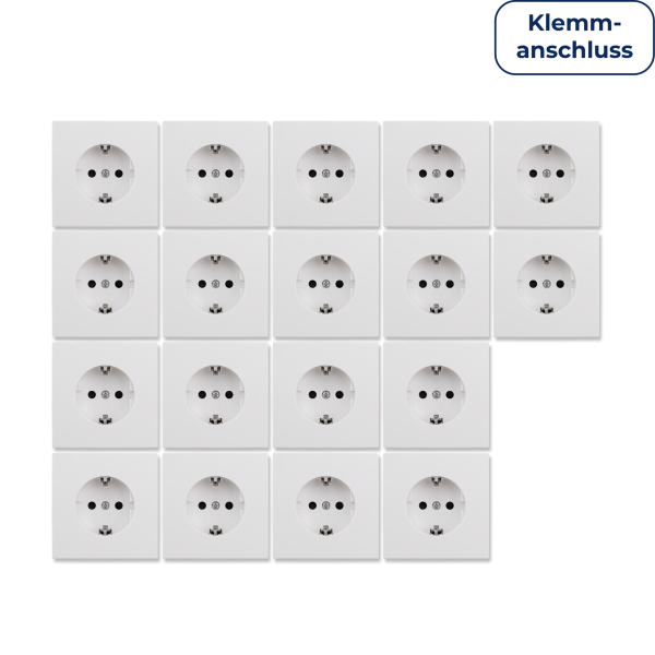 Schutzkontakt-Steckdose McPower ''Shallow'' 250V~/16A, Einsteckschutz, 18er-Pack, Steckanschluss