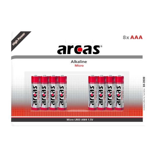 Micro-Batterie Alkaline 1,5V, Typ AAA/LR03, 8er-Pack