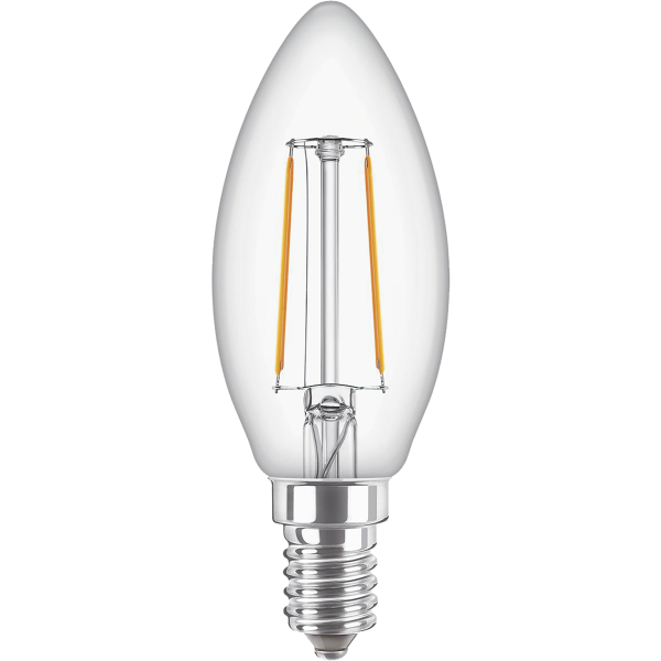 LED Filament-Kerzenlampe Philips ''CorePro'', E14, 2W, 2700K, 250lm, 230V, klar