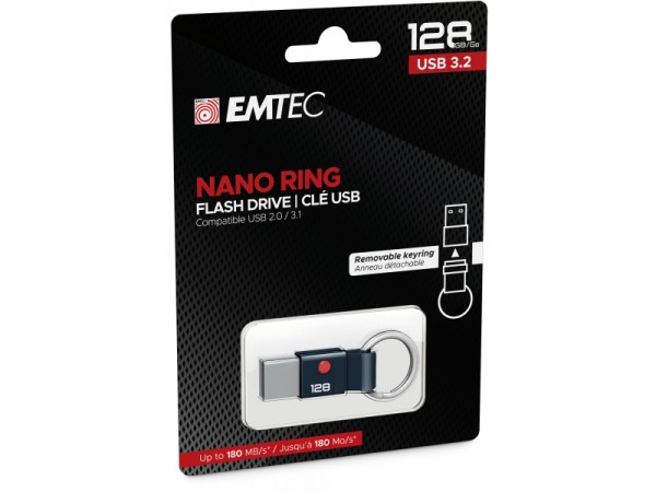 USB FlashDrive 128GB Emtec Nano Ring T100 USB 3.2 (180MB/s)