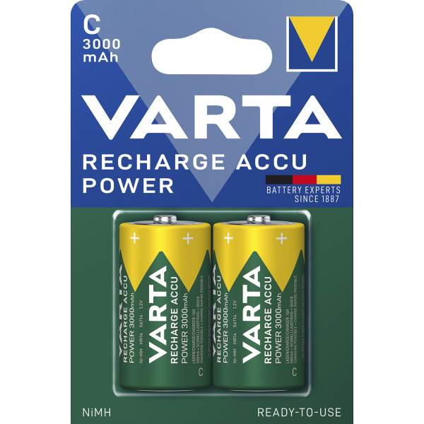 Baby-Akku VARTA, Typ C, NiMH-Akku, HR14, 1,2V/3000 mAh, Pre-charged, 2er Pack