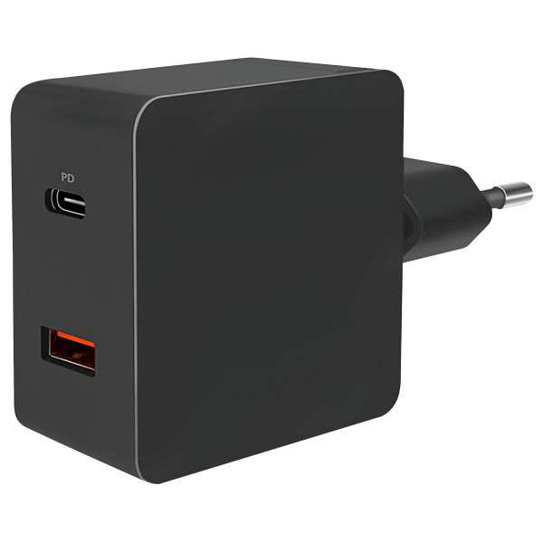 USB Ladegerät, 230V Netzteil, 1xUSB-A 1xUSB-C, 18W, max 3A/5V, 2A/9V,1,5A/12V