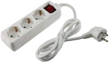 Schutzkontakt-Steckdosenleiste 3-fach - 3600W, 1,4mKabel, mit Schalter, weiß