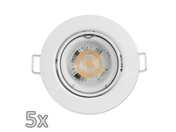 Einbauleuchten-Set McShine, 5xRahmen, 5xLED-Modul, 5W, 400lm, 230V, weiß