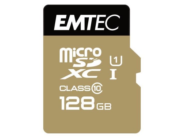 MicroSDXC 128GB EMTEC +Adapter CL10 EliteGold UHS-I 85MB/s Blister