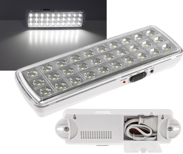 LED Notleuchte "CTNL-30 SMD" 205x65x30mm / Lithium Akku 3,7V/1200mAh, nur 2W