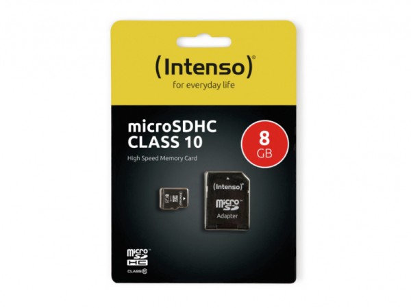 MicroSDHC 8GB Intenso + Adapter CL10 Blister