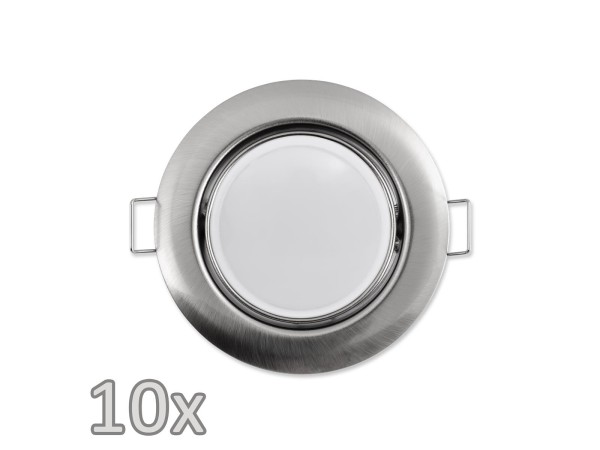 Einbauleuchten-Set McShine, 10xRahmen, 10xLED-Modul, 7W, 608lm, 230V, Edelstahl,