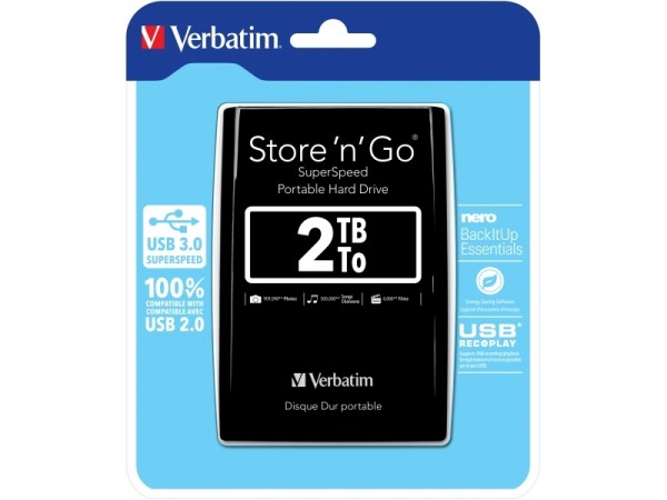 Verbatim Store \'n\' Go Externe Festplatte 2TB Schwarz 53177