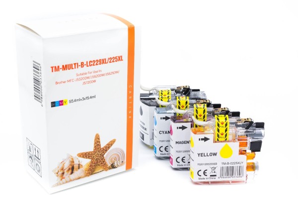 Multipack LC229/225XL alternativ Tinte Brother / LC229XLVALPB / BK57,6ml / C,M,Y15,6ml