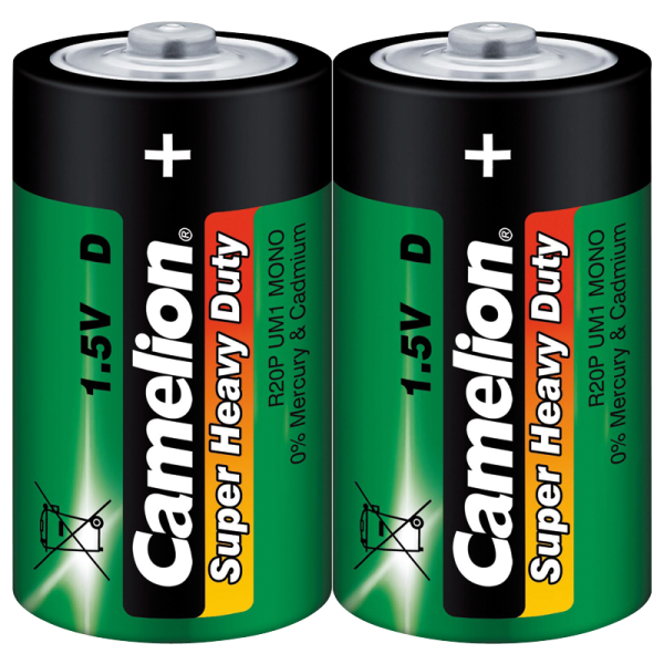 Mono-Batterie CAMELION Super Heavy Duty, 1,5 V, Typ D/R20, 2er Pack