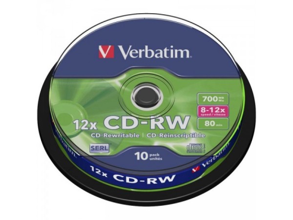 CD-RW 80 Verbatim 12x 10er Cakebox 43480