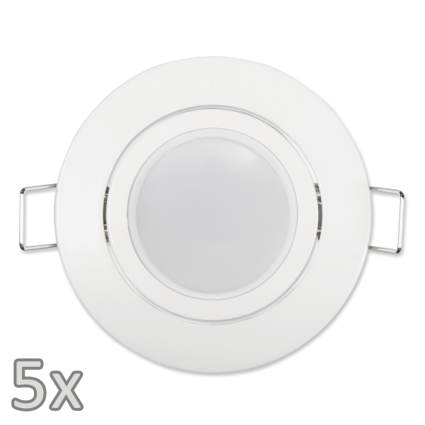 Einbauleuchten-Set McShine, 5xRahmen, 5xLED-Modul, 5W, 440lm, 230V, weiß,