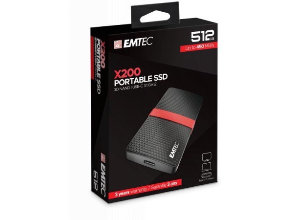 EMTEC SSD 512GB 3.1 Gen2 X200 Tragbare SSD Blister ECSSD512GX200