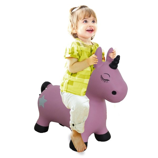 Hüpftier Einhorn pink mit Pumpe