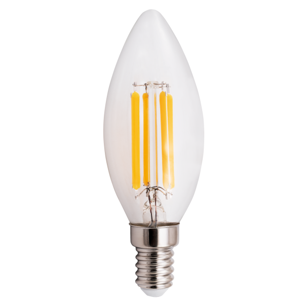 LED Filament Kerzenlampe McShine ''Filed'', E14, 6W, 820 lm, warmweiß, klar