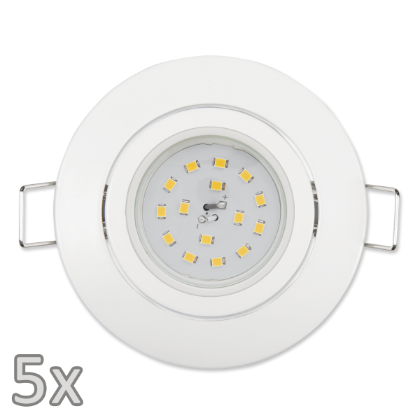 Einbauleuchten-Set McShine, 5xRahmen, 5xLED-Strahler, 5W, 400lm, 230V, weiß