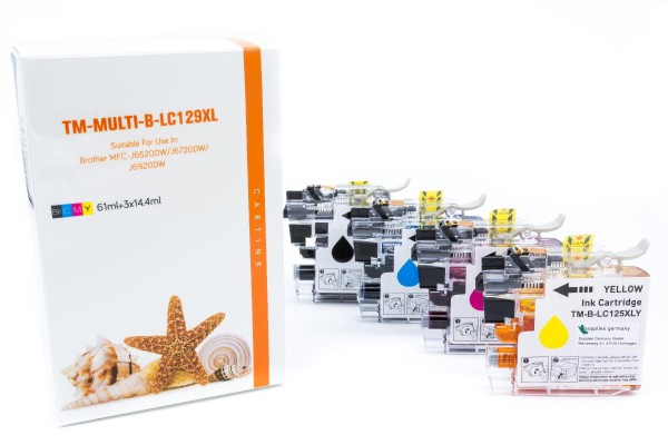 Multipack LC129XL alternativ Tinte Brother / LC129XLVALBPDR / BK2400 Seiten / C,M,Y1200 Seit