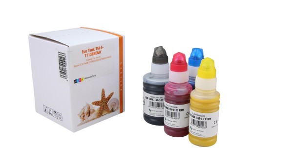 Multipack T113 alternativ Eco Tank Nachfüllflasche Epson / C13T06B140440 / BK140ml / CMY70ml