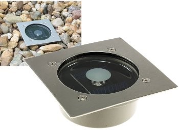 Solar LED Bodenstrahler "CTB-E", eckig - BxHxT 10x10x4cm, IP44, Edelstahl-Front