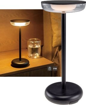 LED Akku-Tischleuchte "Foco Luz" - 2900K, IP44, dimmbar, 26cm, matt schwarz