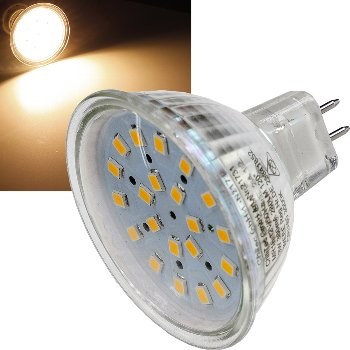 LED Strahler MR16 "H40 SMD" - 120°, 3000k, 330lm, 12V/3W, warmweiß