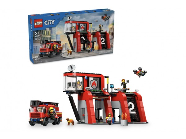 LEGO City - Feuerwehrstation mit Drehleiterfahrzeug (60414)