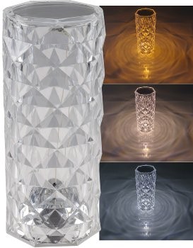 LED Akku-Tischleuchte "Foco Bonita" - Li-Akku, Weiß & Warmweiß, ØxH 9x21cm