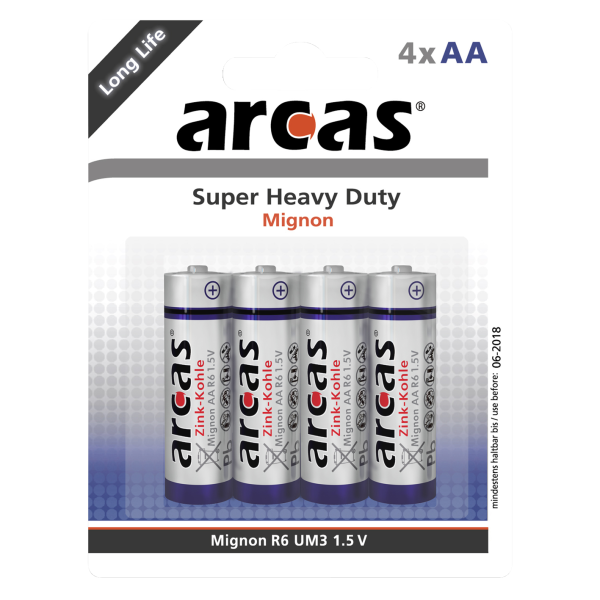 Mignon-Batterie Super Heavy Duty 1,5V, Typ AA/R6, 4er-Pack