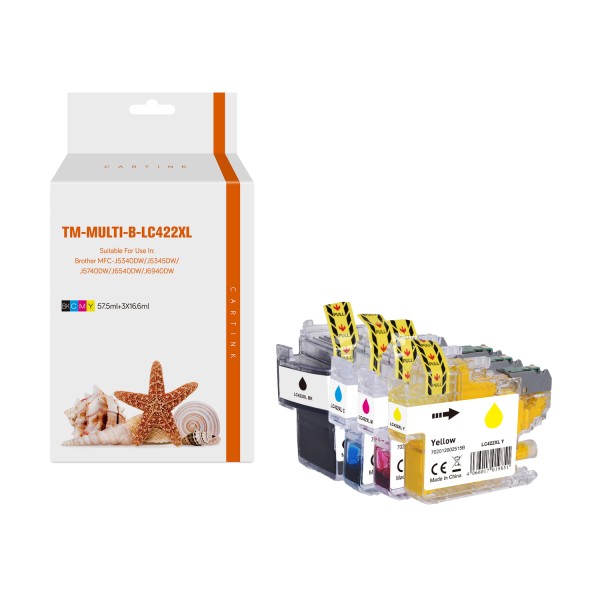 Multipack LC422XL alternativ Tinte Brother / LC422XLVAL / BK69ml / C,M,Y19ml