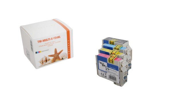 Multipack T34XL alternativ Tinte Epson / C13T34764010 / BK23,4ml/CMY14ml