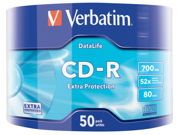 Verbatim CD-R 80Min/700MB/52x Eco-Pack (50 Disc) Extra Protection Surface