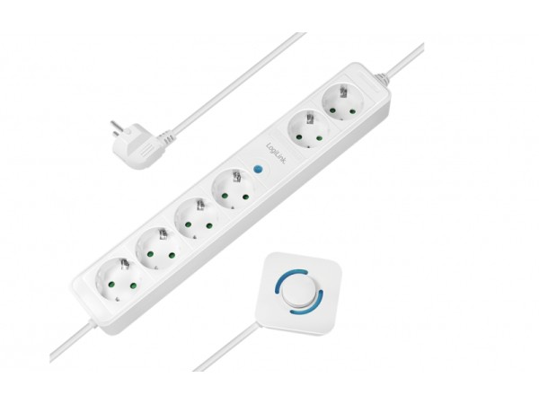 LogiLink Steckdosenleiste 6 fach 4 Fußschalter 6x CEE 7/3 1.5m Weiß LPS271