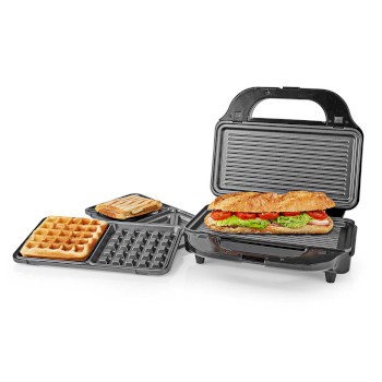 Multi-Grill | Grill / Sandwich / Waffle | 900 W | 28 x 15 cm | Automatischer Temperaturkontrolle | E