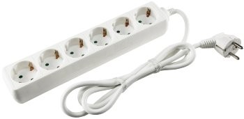 Schutzkontakt-Steckdosenleiste 6-fach - 3500W, 1,4m Kabel, weiß