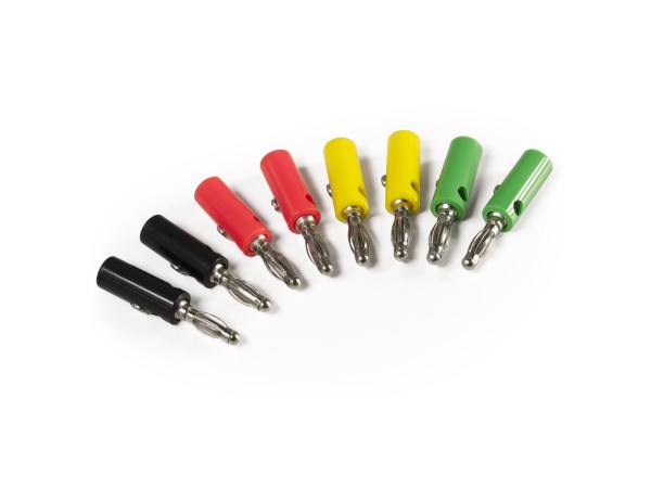 Bananenstecker-Set McPower, 4mm, Querloch, Druckfeder, 4 Farben, 8-teilig