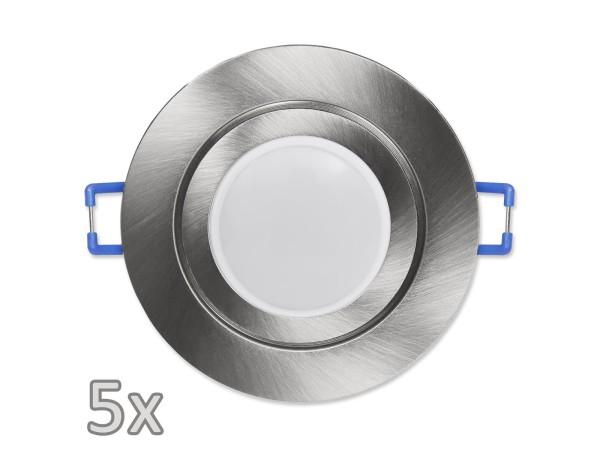 Einbauleuchten-Set McShine, 5xRahmen, 5xLED-Modul, 5W, 440lm, 230V, Edelstahl