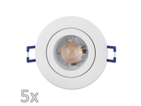 Einbauleuchten-Set McShine, 5xRahmen, 5xLED-Modul, 5W, 400lm, 230V,weiß, IP44