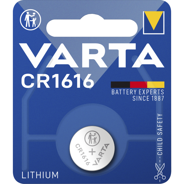 Lithium-Knopfzelle VARTA ''Electronics'', CR 1616, 55mAh, 3V 1er-Blister