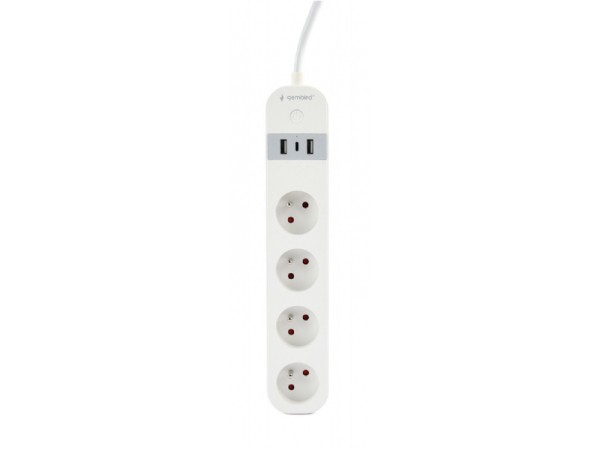 Gembird Smart Powerstrip USB Ladegerät 4 Steckdosen 1.5m TSL-PS-F4U-01-W