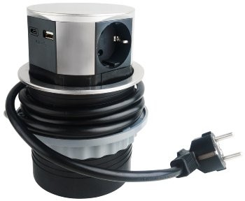 Schreibtisch-Einbausteckdose 3x +USB A+C