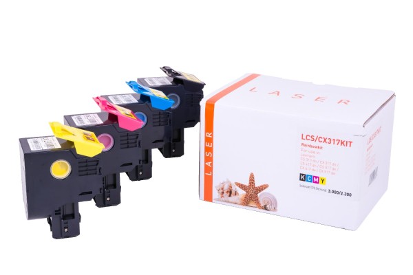 CS/CX317KIT alternativ Toner Rainbowkit Lex / 71B20K0/C0/M0/Y0 / BK3.000 / CMY2.300 Seiten